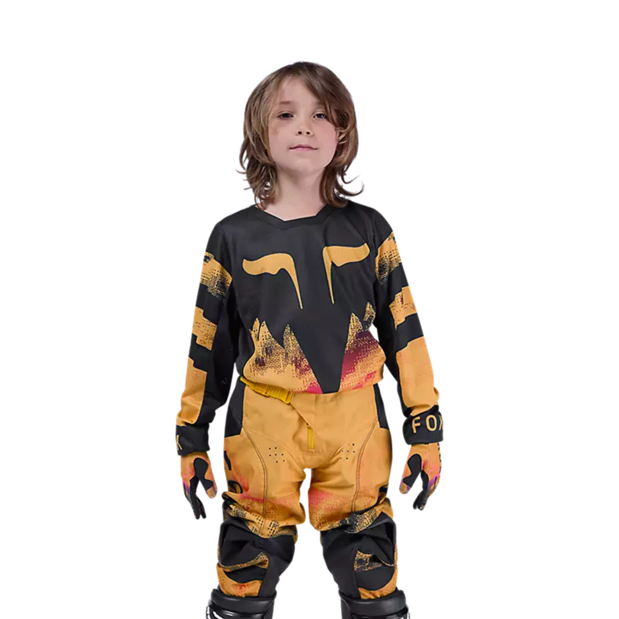 Vista frontal camiseta Fox Youth 180 Kairos naranja infantil