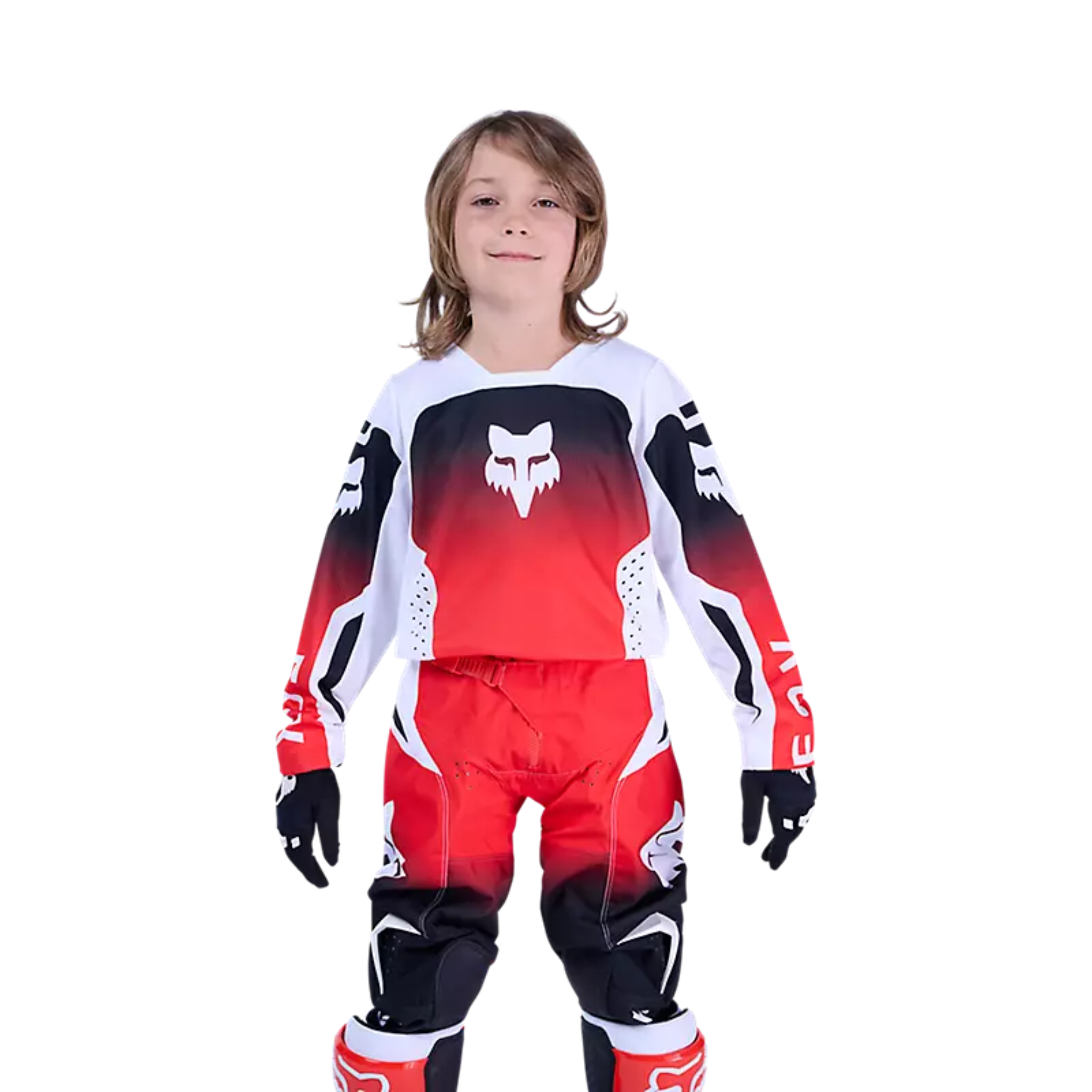 Vista frontal camiseta Fox Youth 180 Shield roja infantil