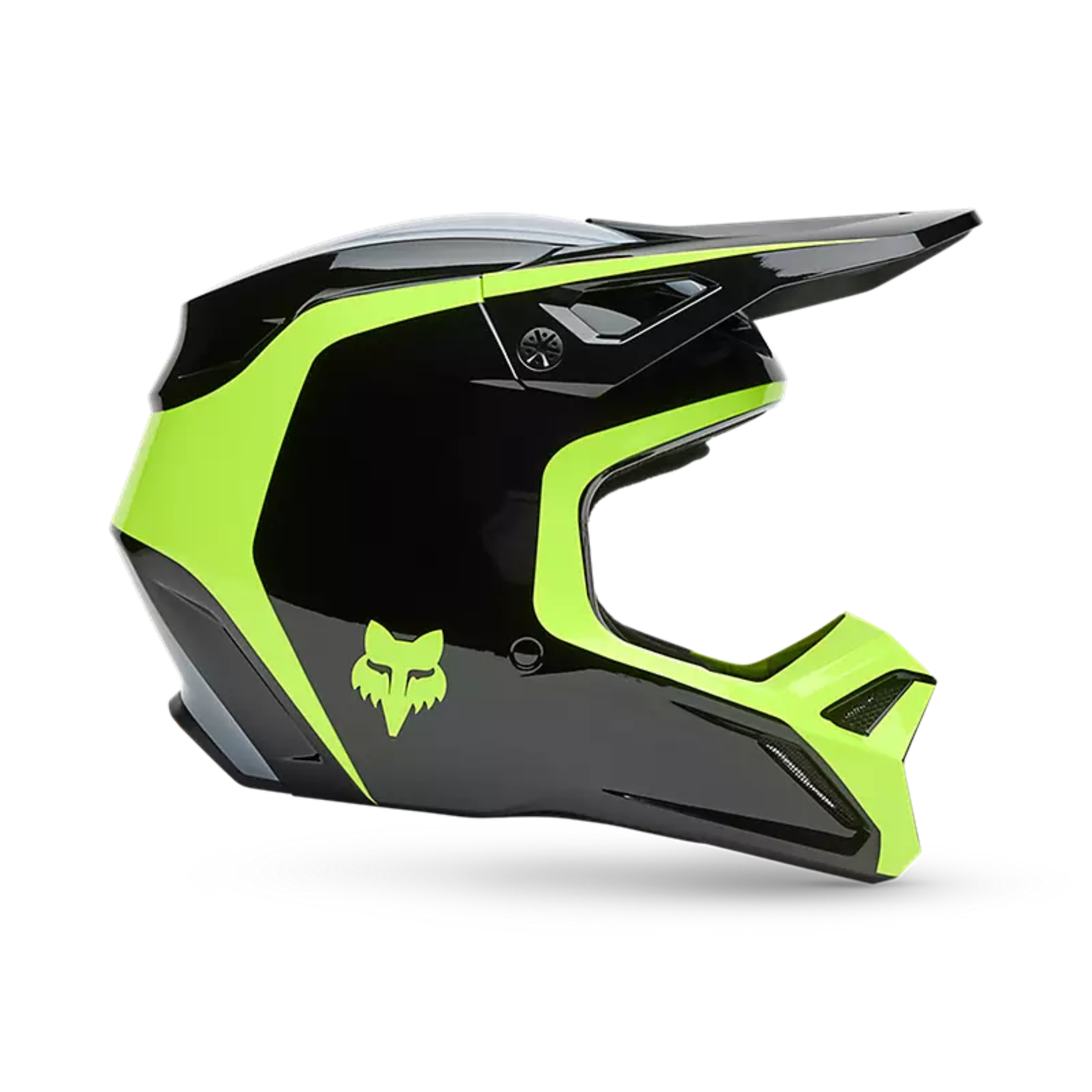 Casco Fox V1 Flow amarillo para adulto motocross y enduro