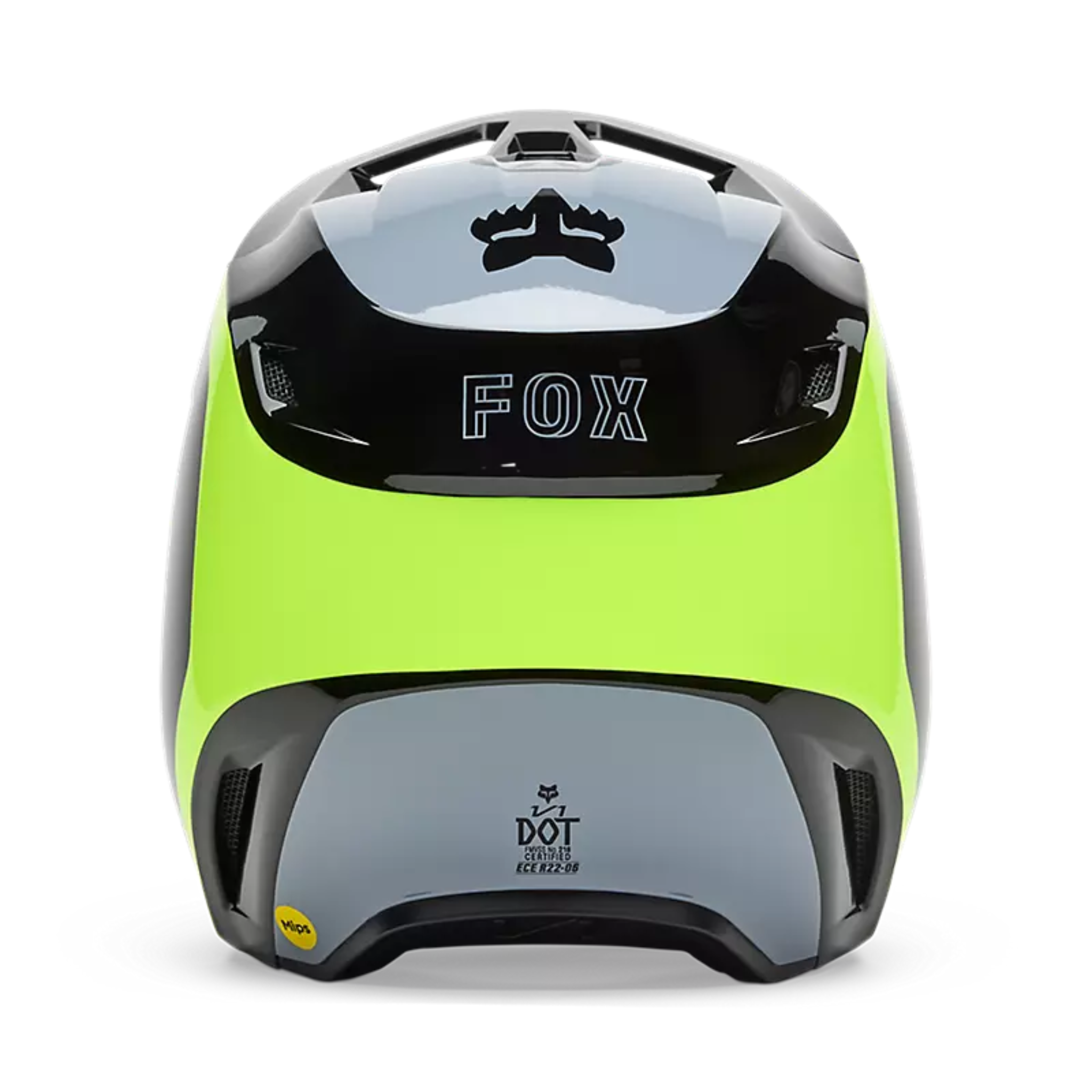 Parte trasera casco Fox V1 Flow amarillo enduro adulto