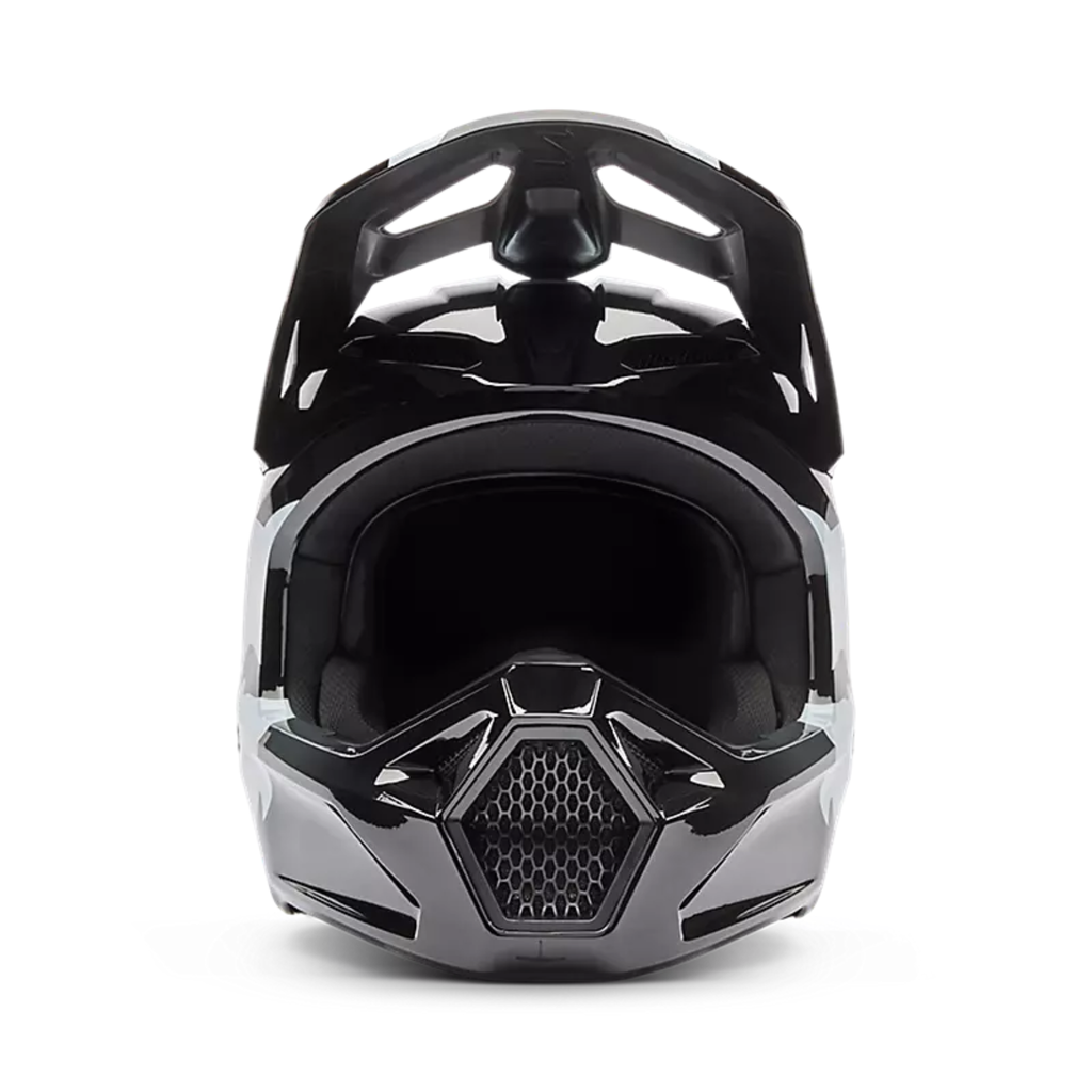Vista frontal casco Fox V1 Shield negro adulto motocross