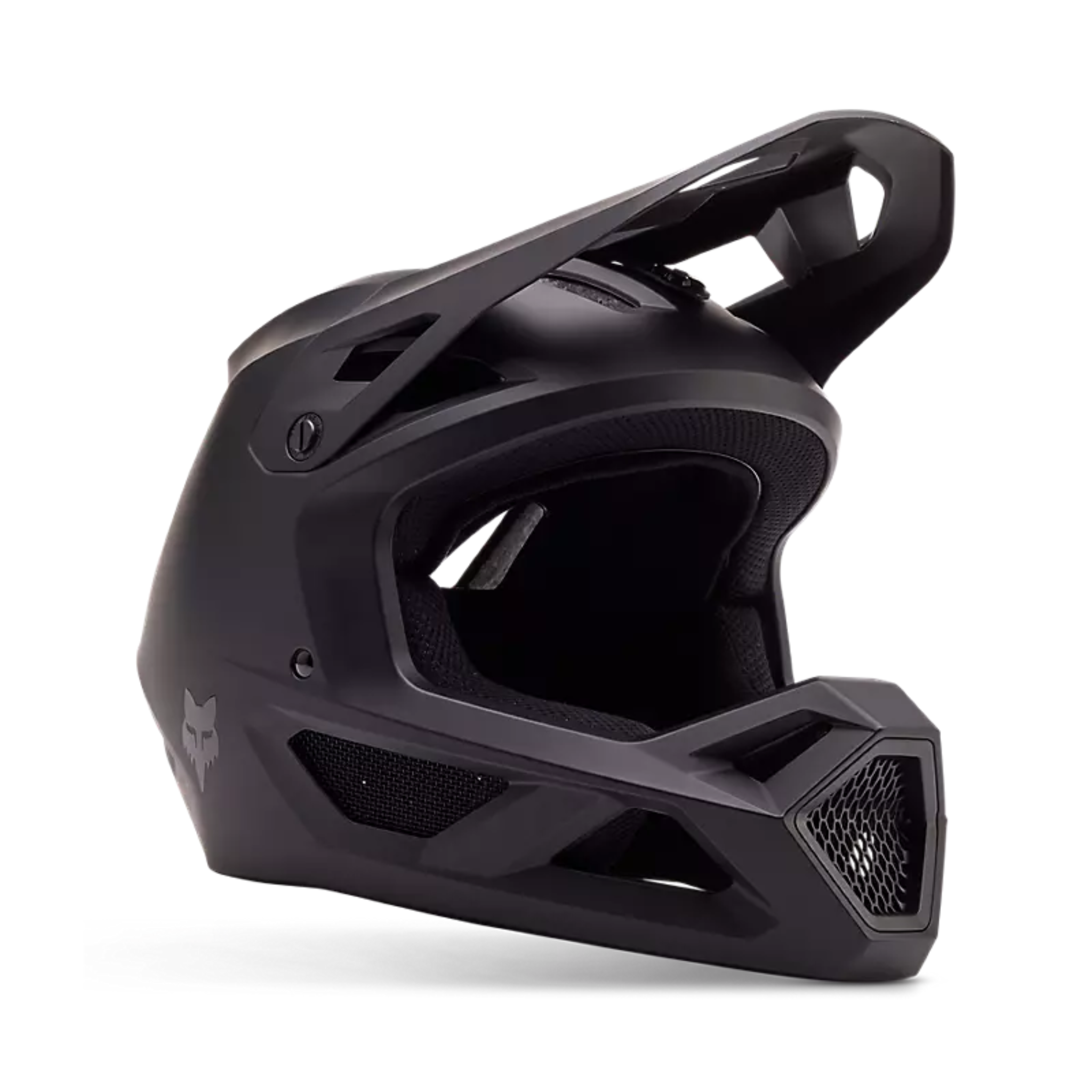 Vista lateral casco Fox Youth Rampage negro niño MTB