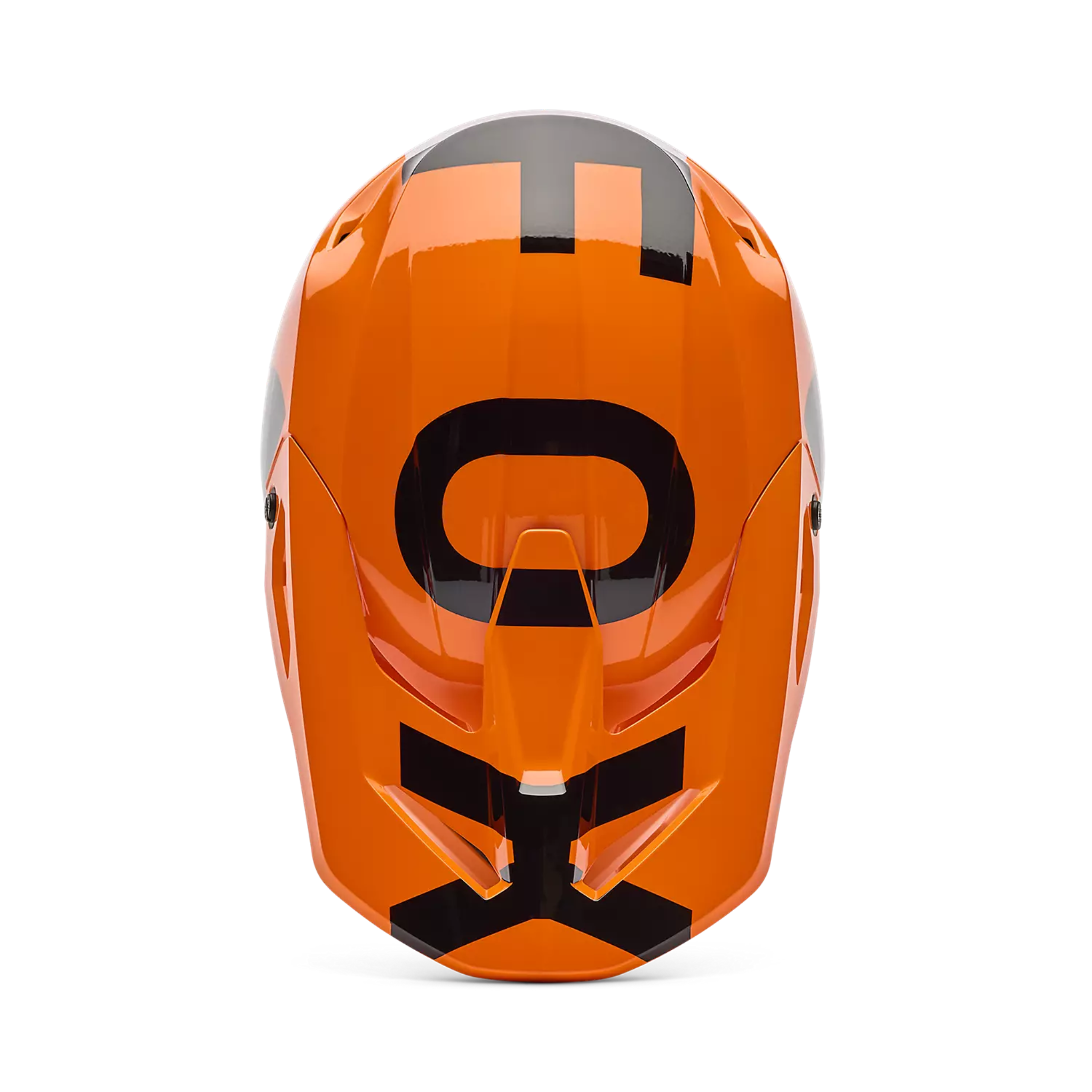 Vista superior casco Fox Youth V1 Shield naranja ventilación