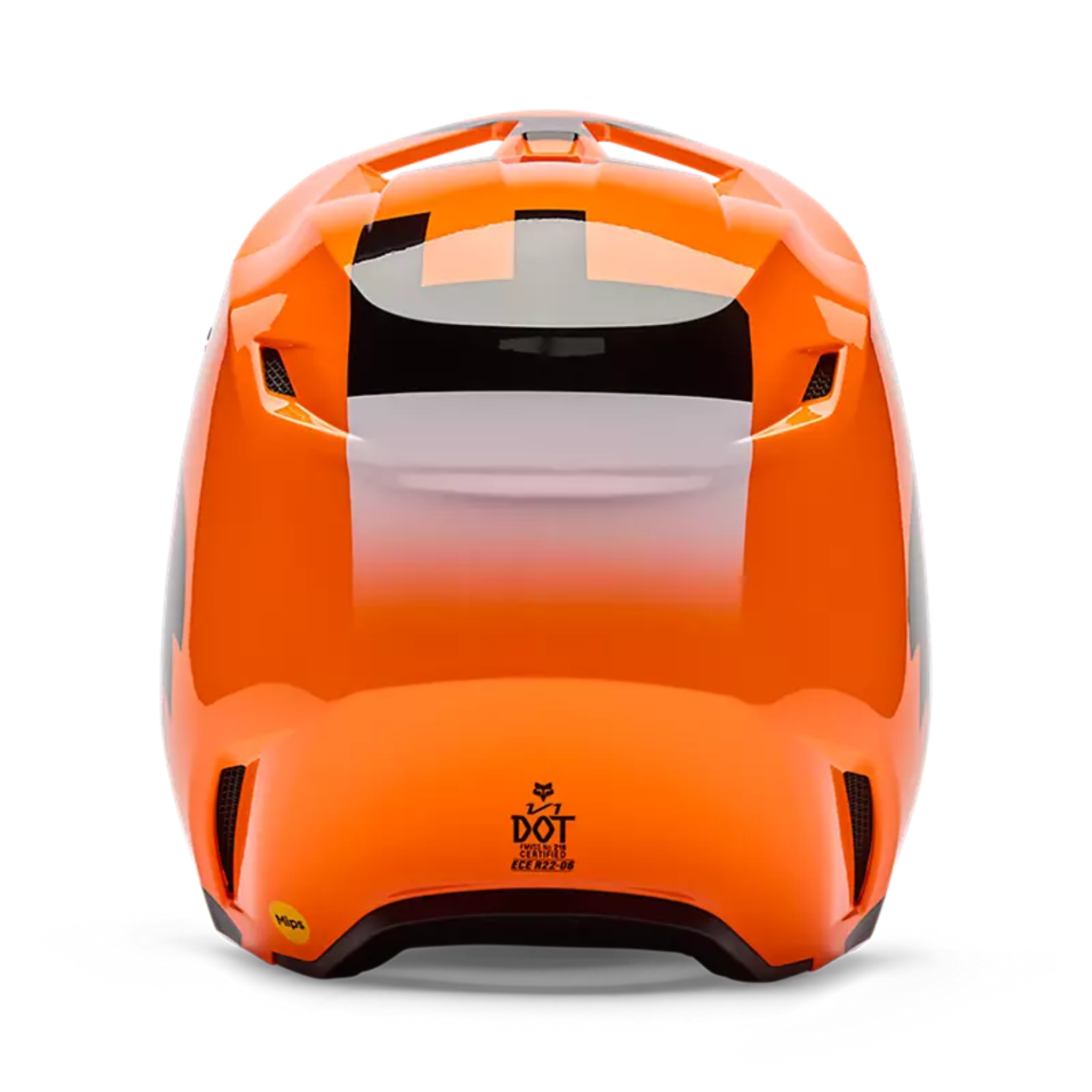 Parte trasera casco Fox Youth V1 Shield naranja enduro niño